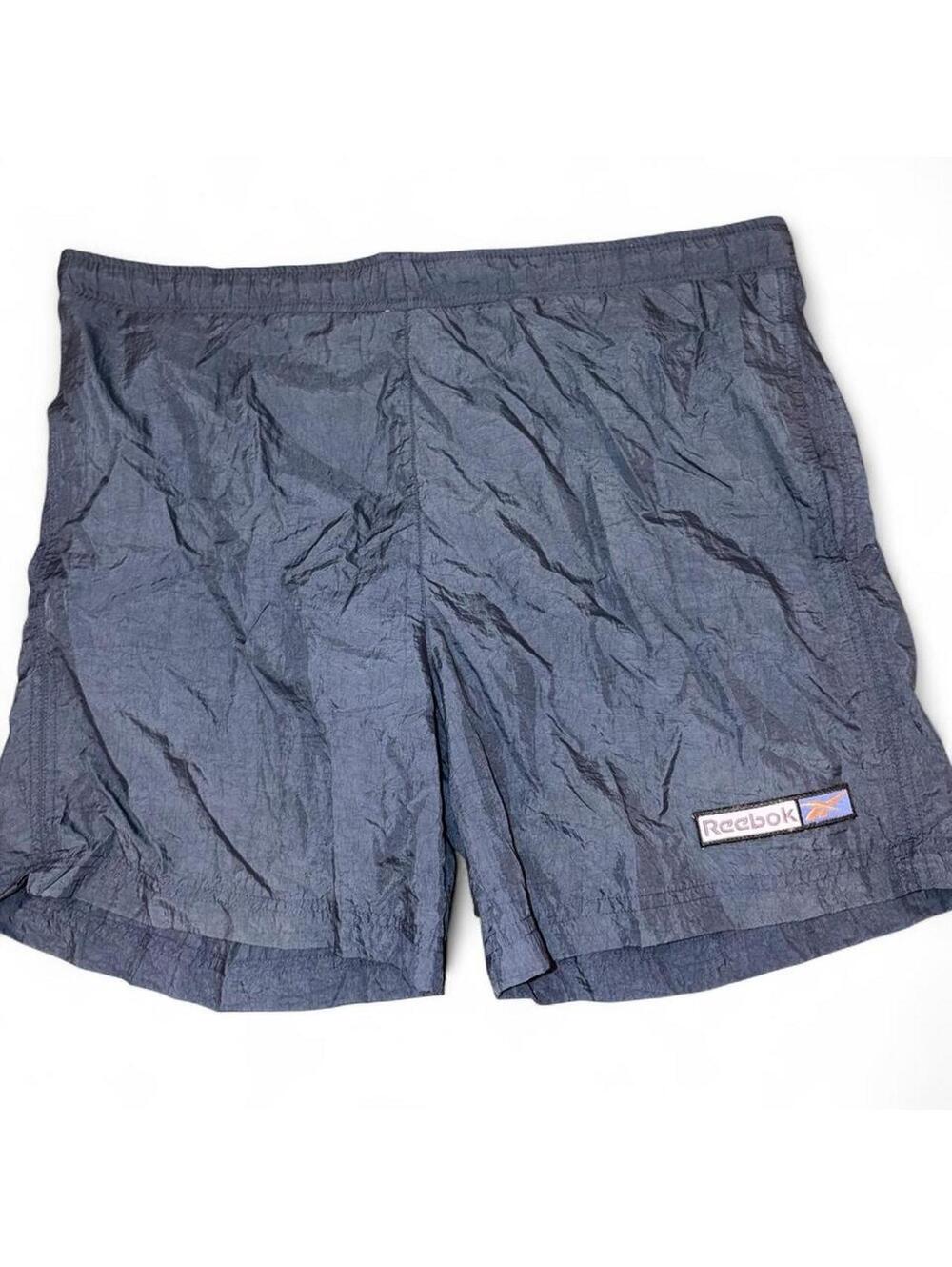 Vintage 90s Reebok Crinkle Nylon Athletic Shorts Navy Blue size large